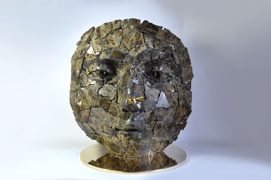 Giuseppe D'Angelo emperador marble sculpture, bee in silver