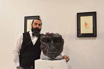 Giuseppe D'Angelo una scultura un viso in alabastro e bronzo 
