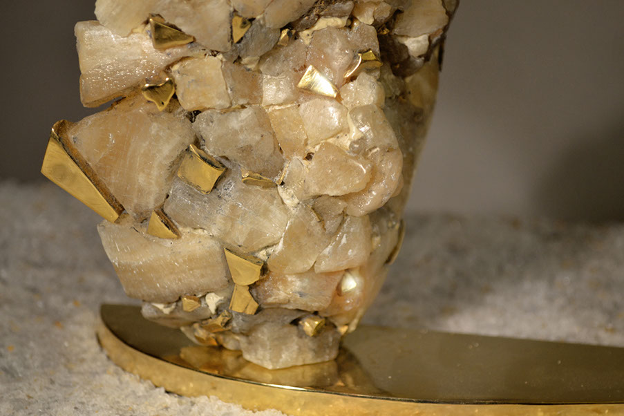 Giuseppe D'Angelo scultura in bronzo e alabastro un viso in marmo frammentato