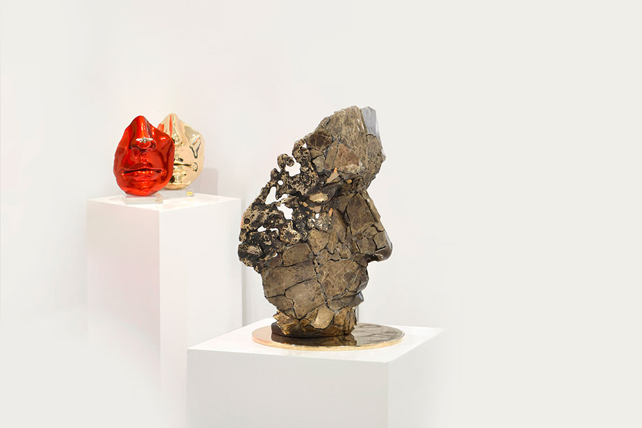 Giuseppe D'Angelo scultura un viso in bronzo e marmo emperador