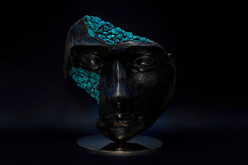 Giuseppe D'Angelo una scultura un viso in alabastro e bronzo 